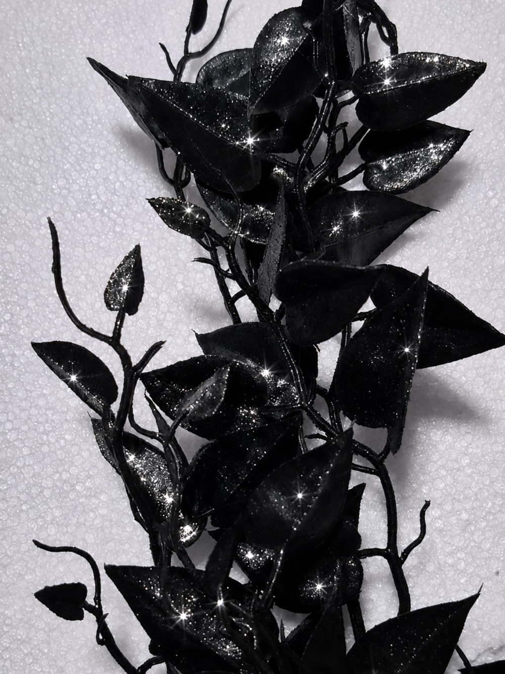 Ashland Black Glitter Leaf Garland